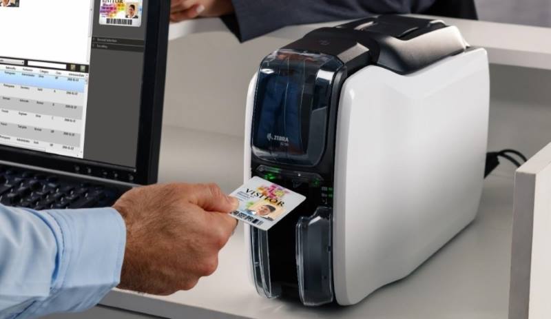 Zebra ZC100 Card Printer in operation